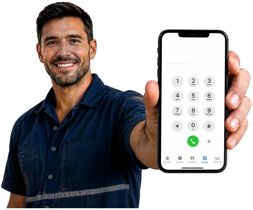 Plumber on the phone taking a Cherrybrook callout