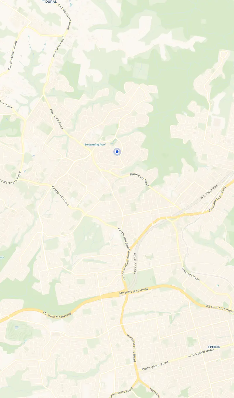Map of the Cherrybrook service area and the surrounding suburbs we cover.